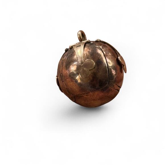 Antique Masonic Orb Folding Pendant Charm 9K Gold & Sterling Silver Vintage Rare - Picture 13 of 15